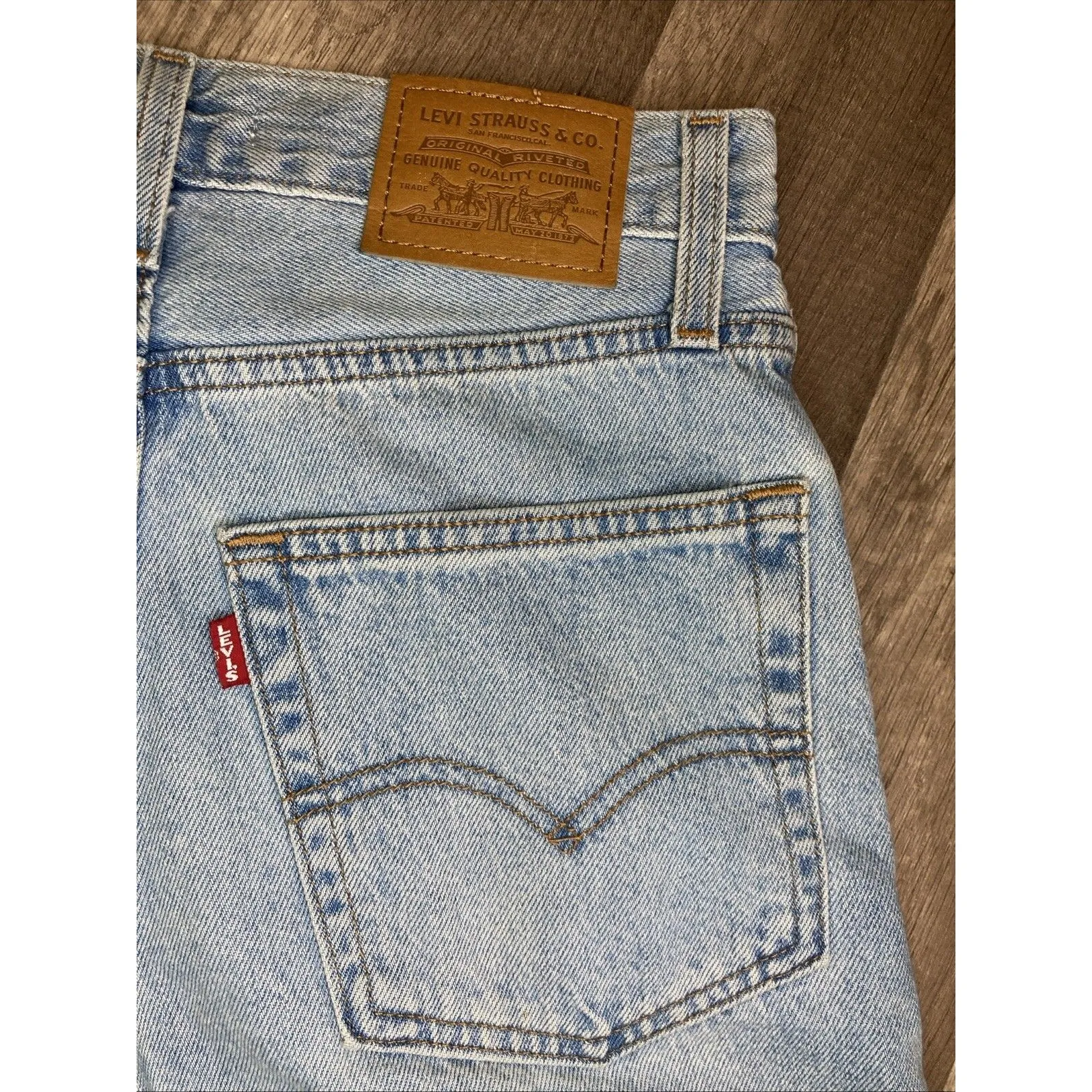 Levis Jeans Womens 25x29 Blue Baggy Dad Wide Leg Flare Premium Denim Big E - Image 5