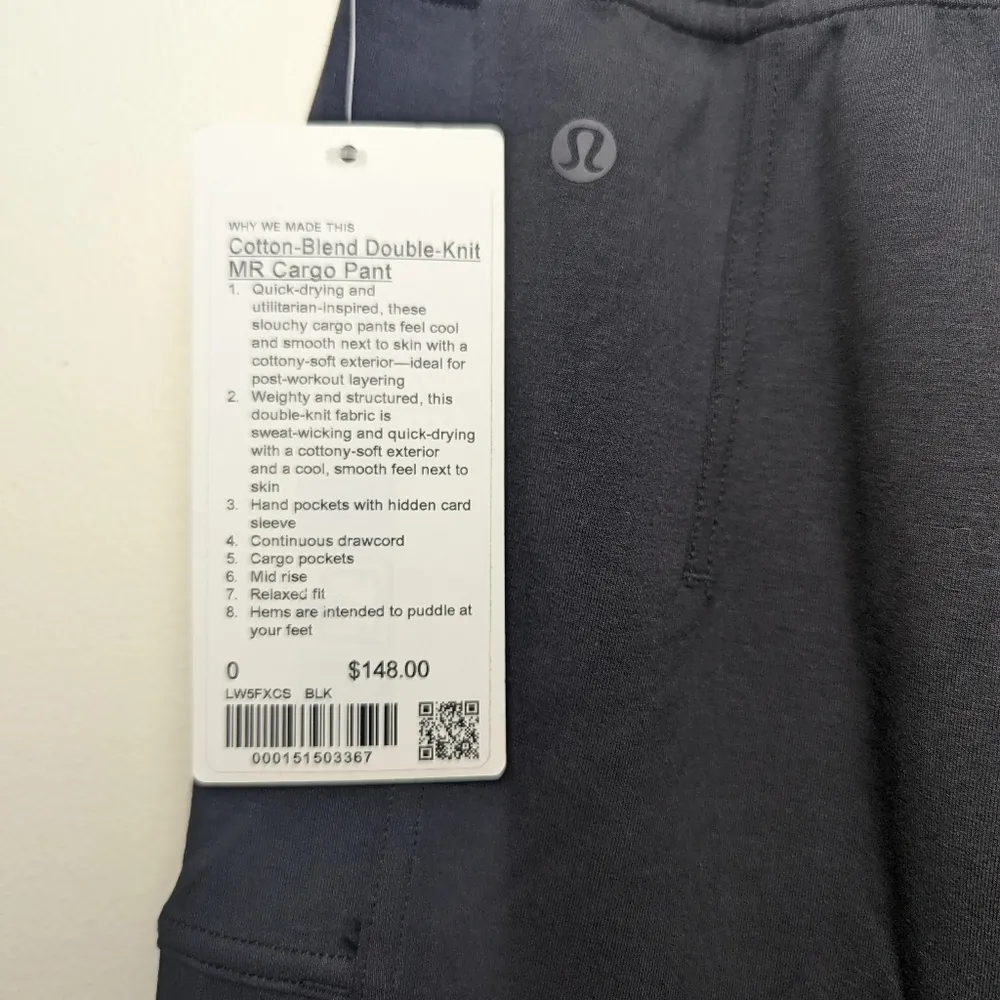 New  Cargo Pants Cotton-Blend Double Knit Mid Rise Black - Image 5