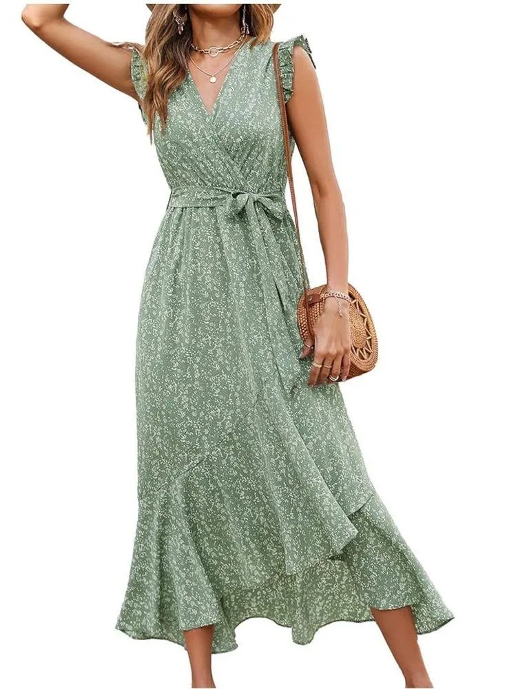 BTFBM Green Asymmetrical Ruffled Sundress Size M - Image 5