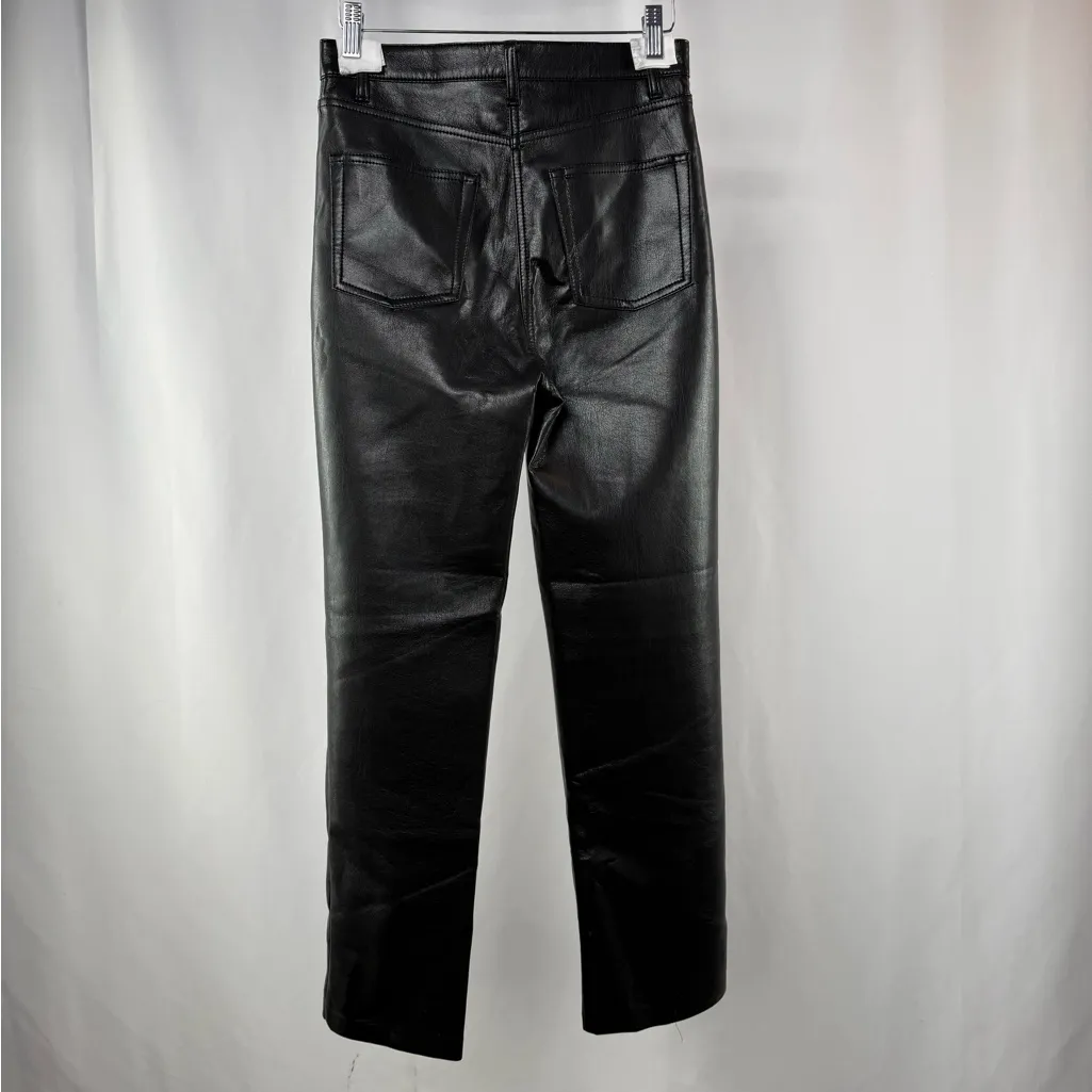 Aritzia Wilfred Melina Straight Leg Vegan Leather Pants in Black Size 4 - Image 6