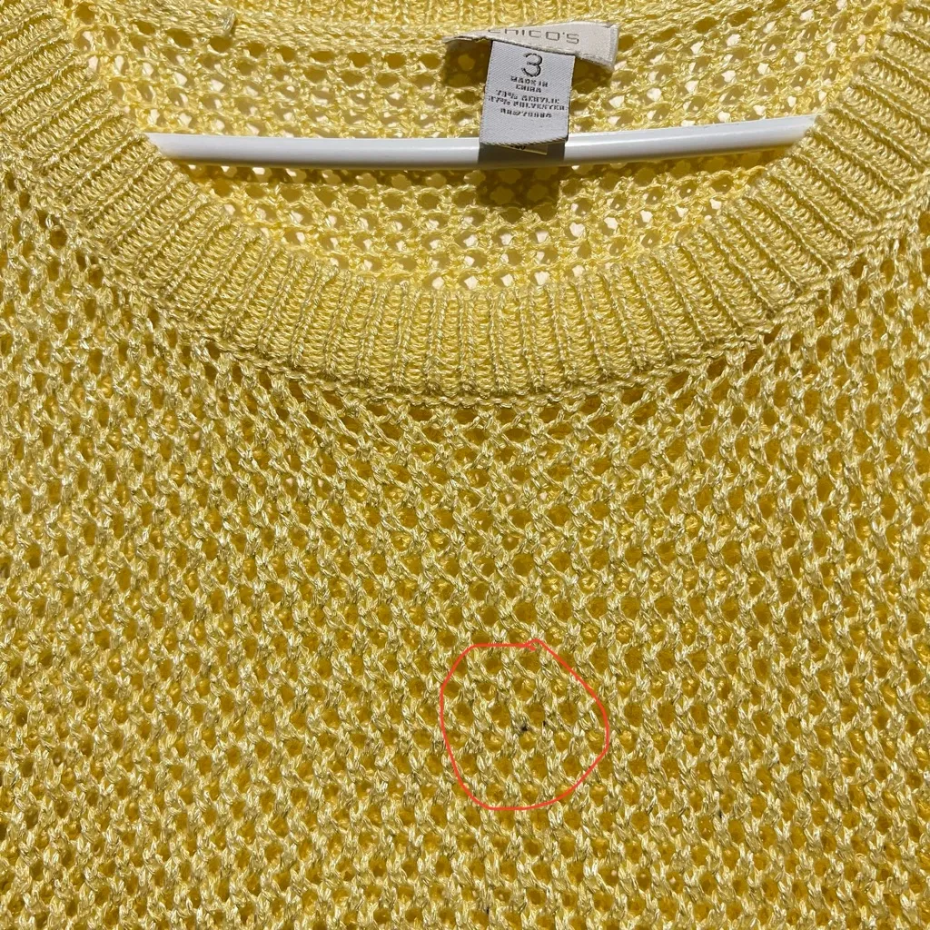 Chico’s yellow crochet knit   Size 3
: Box A: - Image 5