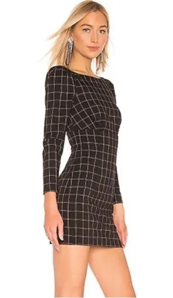 H:ours x Revolve Shae Mini Dress in Black & White
Plaid Medium - Image 2