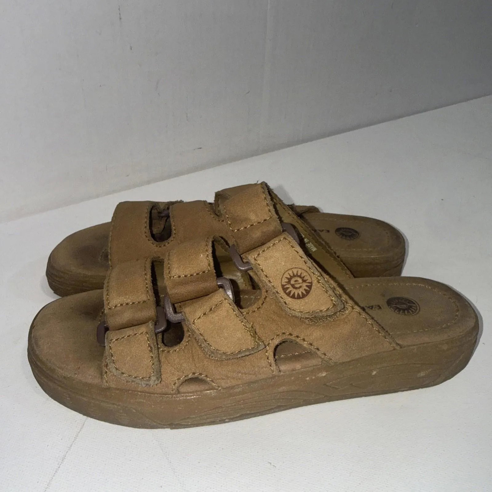 Earth Spirit Wedge Slide Slip On Leather Gorpcore Boho Hippie Nature Sandals 7.5 - Image 4