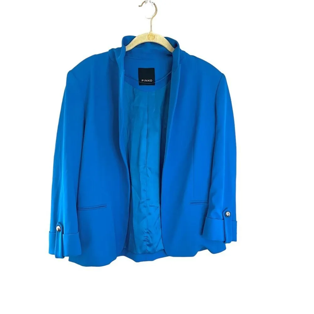 Pinko Blue Weekender Open Front Blazer Medium Jewel Tone Minimalist Italian Desi - Image 2