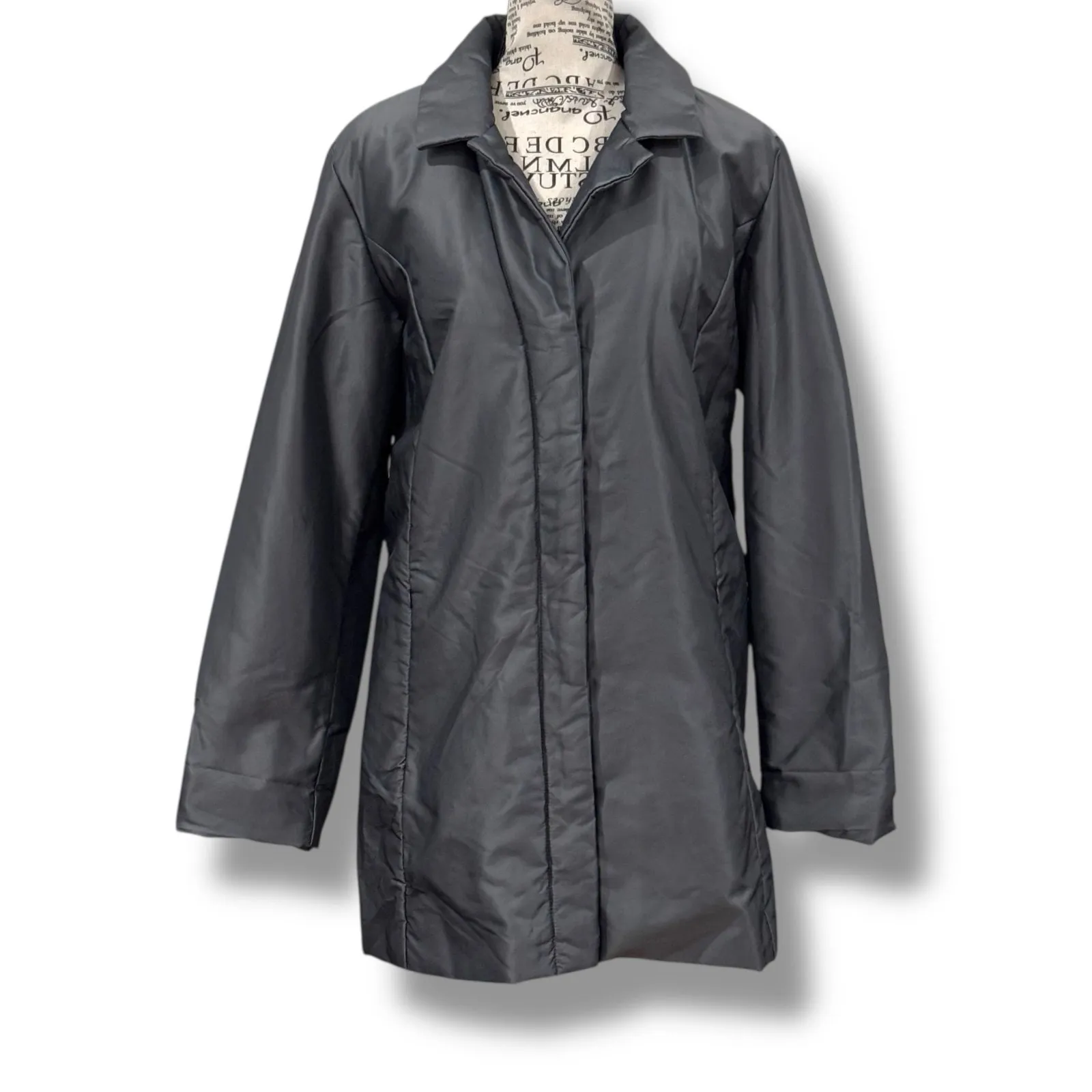 Marina Rinaldi Sport Size M L (17) Gray Iridescent Jacket Minimal Designer Italy - Image 2