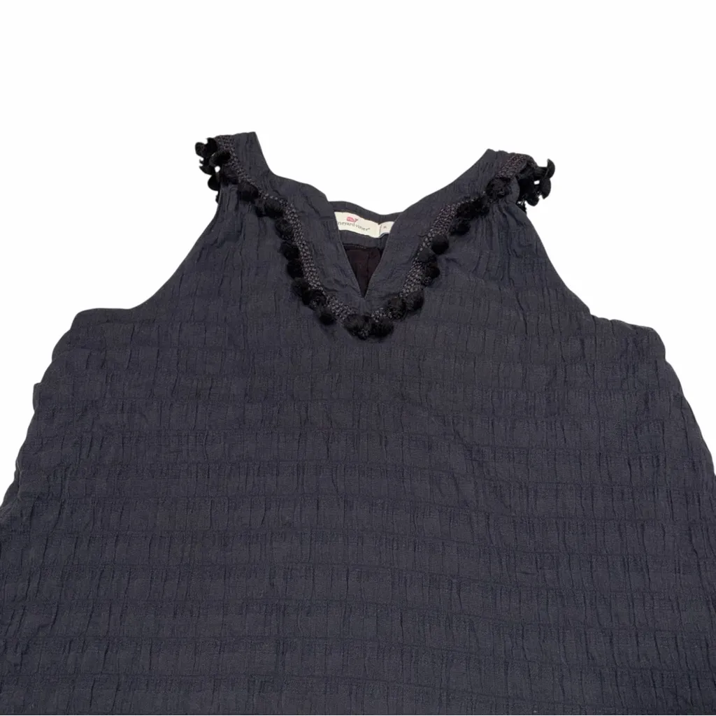 Vineyard Vines Black V Neck Sleeveless Pom Pom Tassel Collar Pullover Dress XL - Image 4