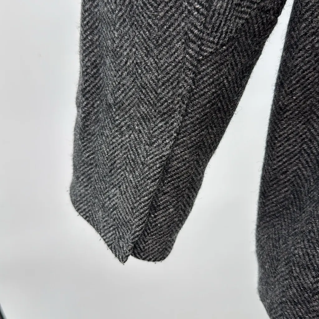 DKNY Charcoal Herringbone wool blend coat zip and button closure winter warm xl - Image 5