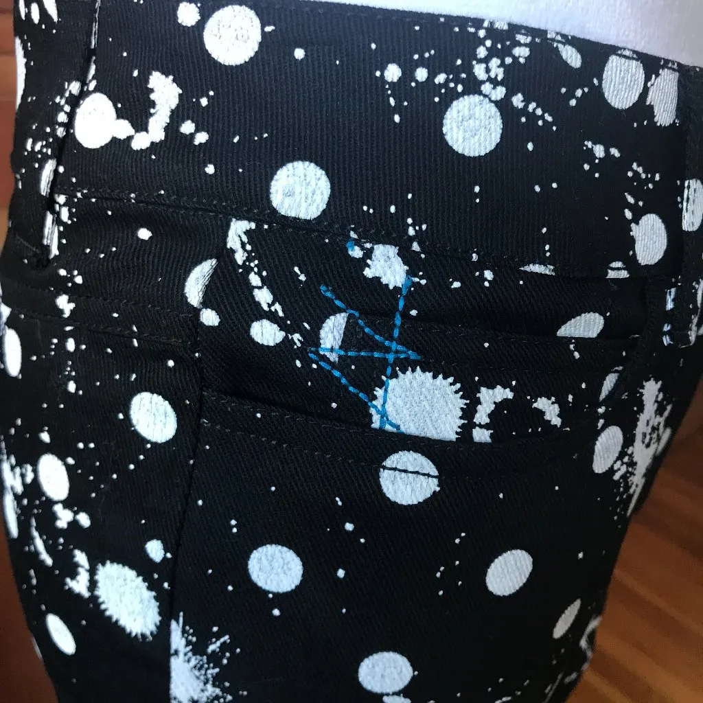 Vintage Lip Service Polka Splatz Punk Goth Pencil Knee Length Skirt XS - Image 4