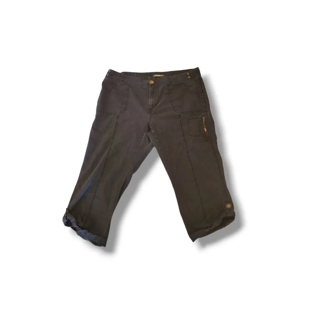 Vintage Eddie Bauer Sz 18 Womens‎ Black 100% Cotton Cargo Capri Pants Y2K Casual - Image 3