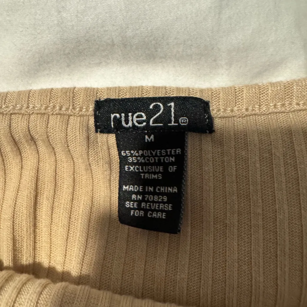 Rue21 Ribbed Beige Bodysuit - Image 2