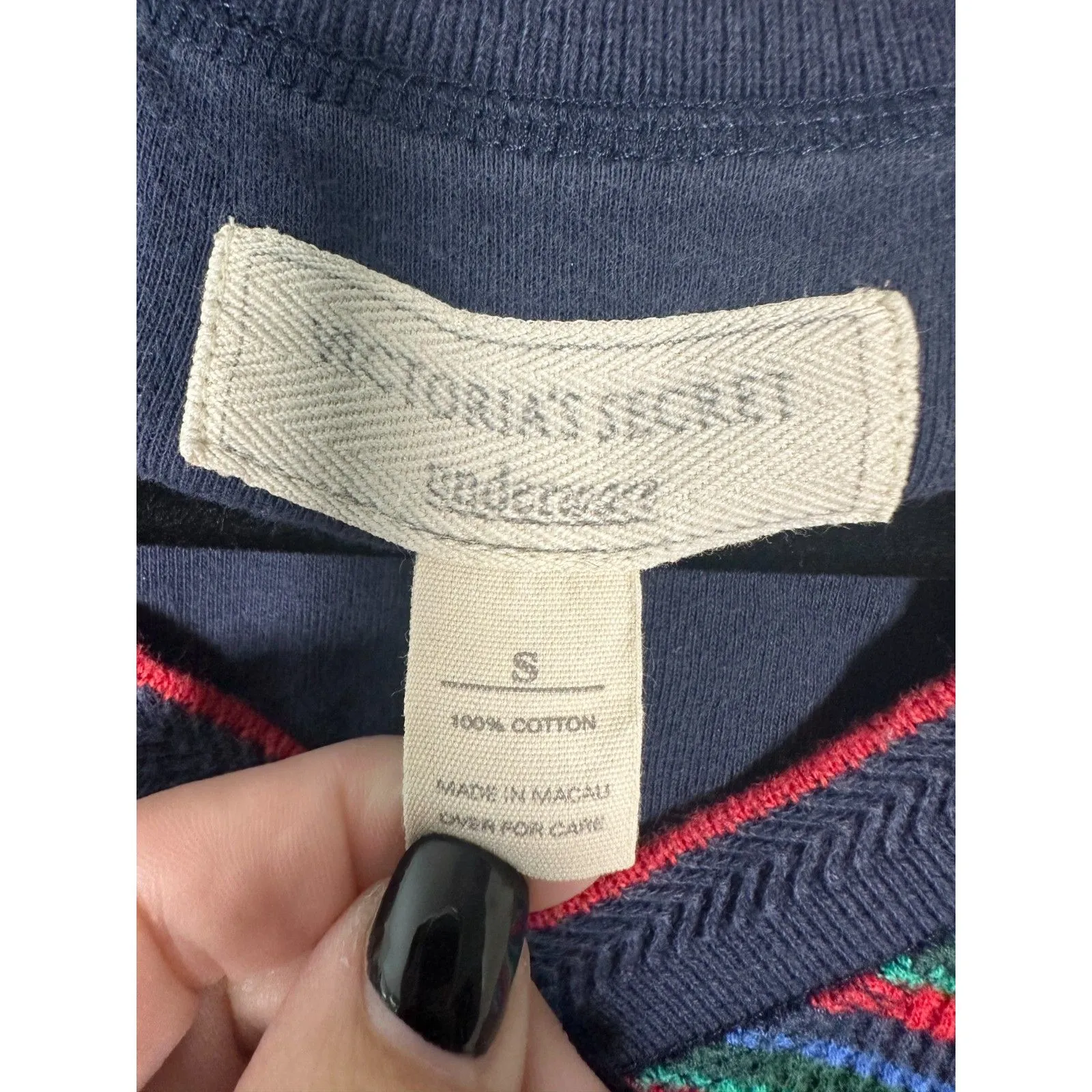 Victoria's Secret Vintage Striped Long Sleeve Bow Waffleknit Shirt Small - Image 4