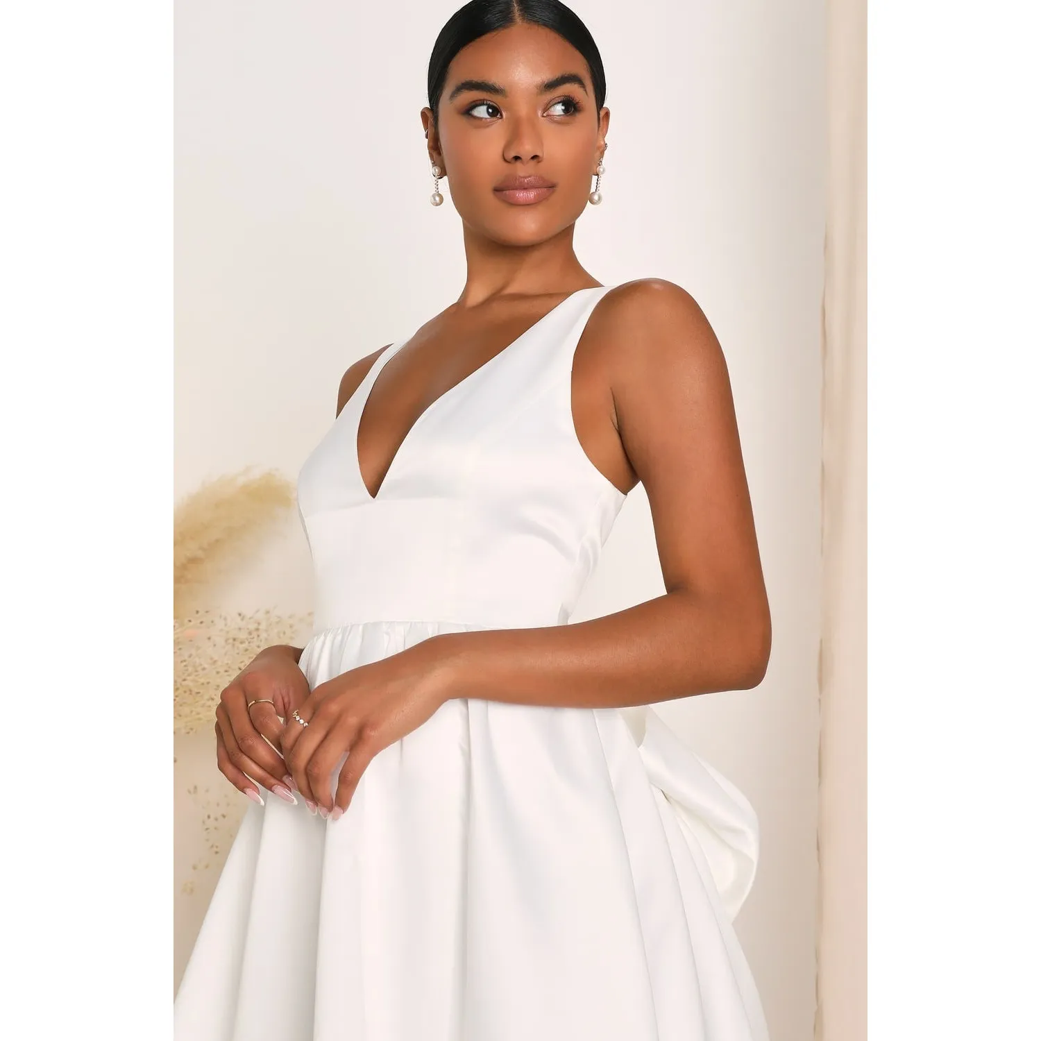 NWT Lulus Blissfully Beloved Ivory Backless A-Line Bow Maxi Dress Bridal Size M - Image 7