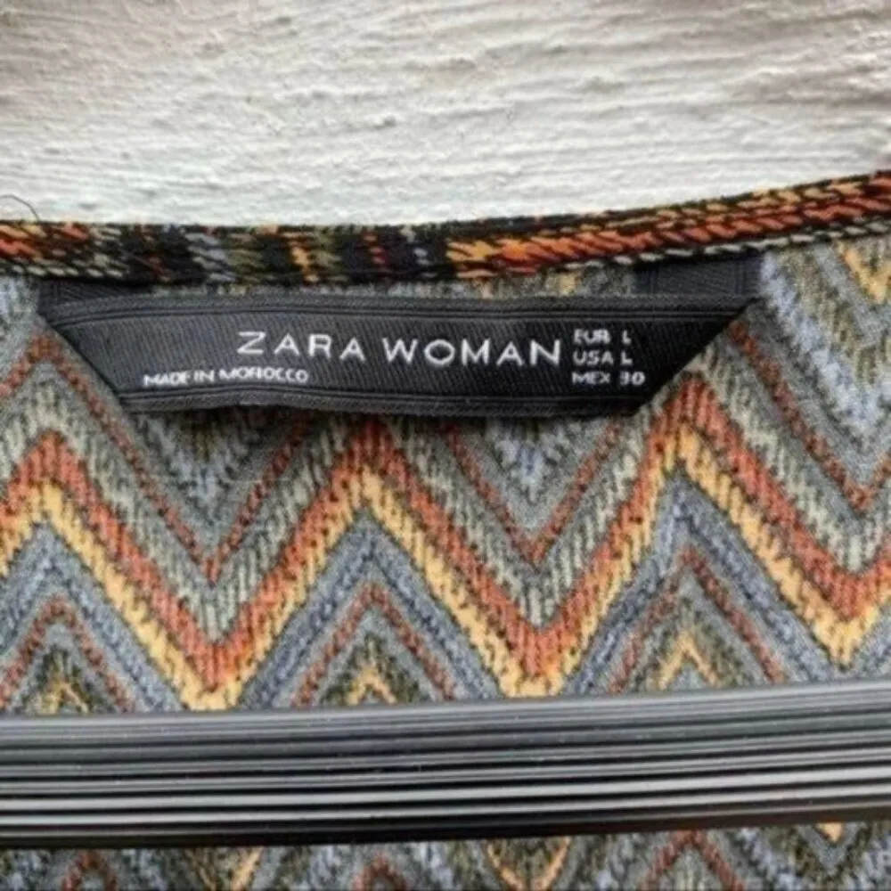 Zara Woman Chevron Fringe Top Western - Image 5