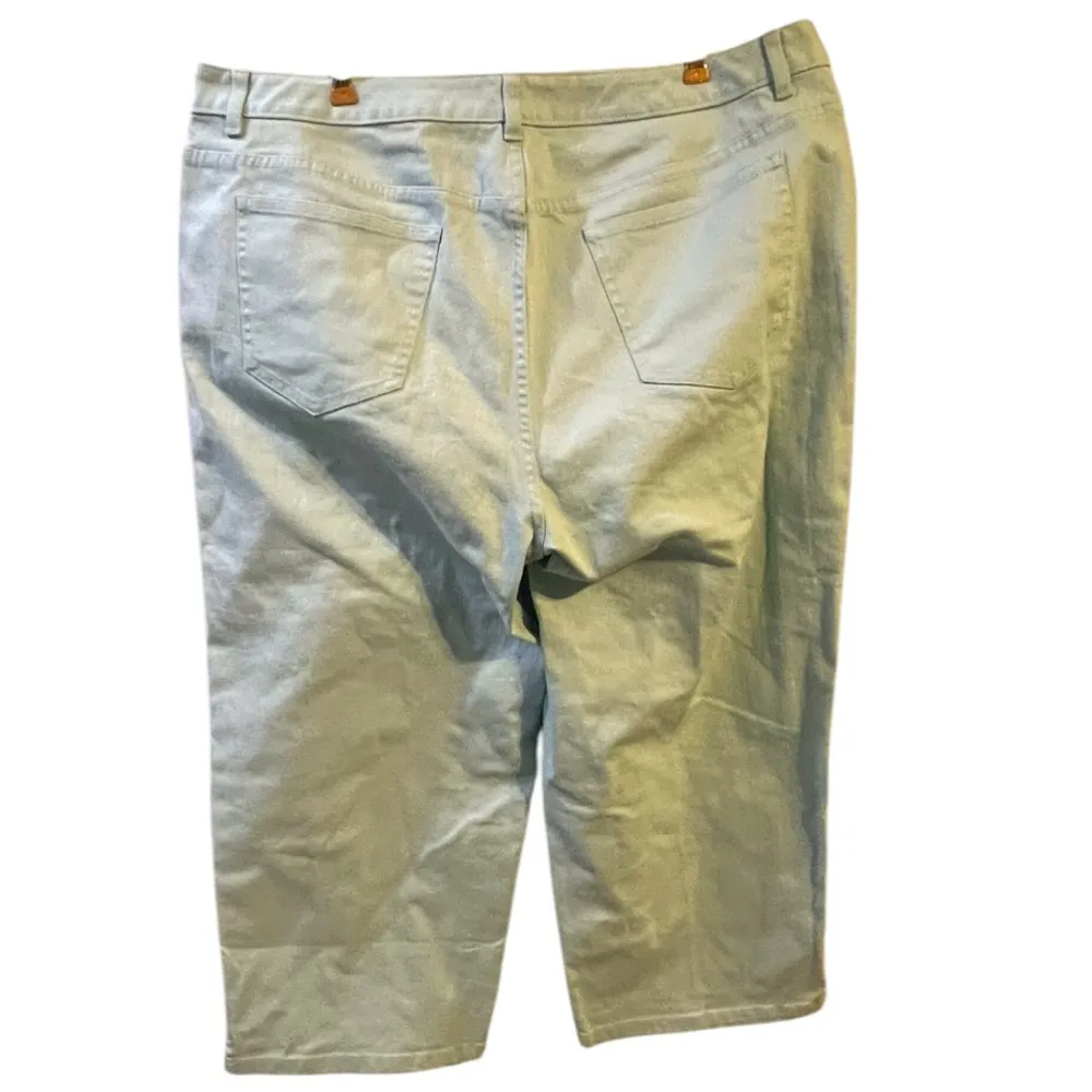 Talbots Cropped Jeans 16W Plus Size Capris Light Teal Green Denim NWT New - Image 3