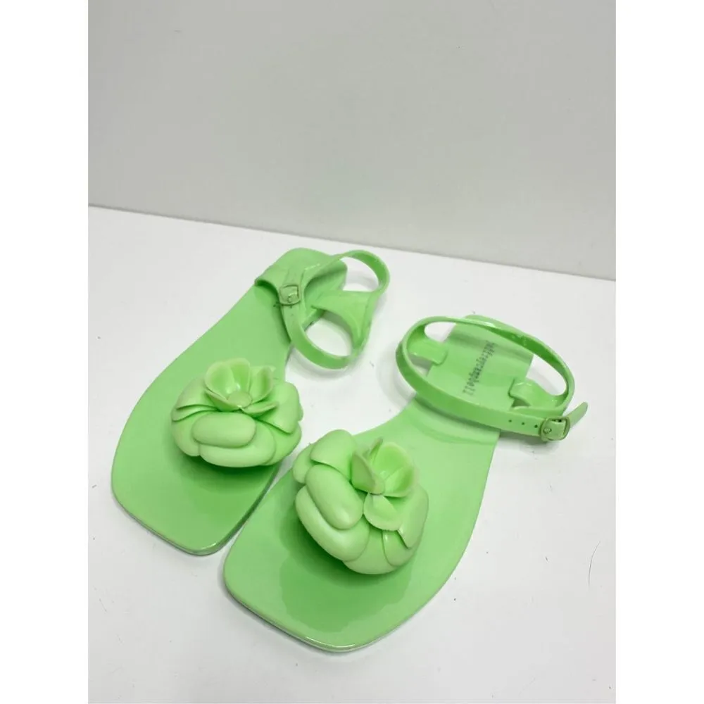 Jeffrey Campbell Jelly Sandals Womens Size 8 FLEURISSE Green Open Toe Floral‎ - Image 9