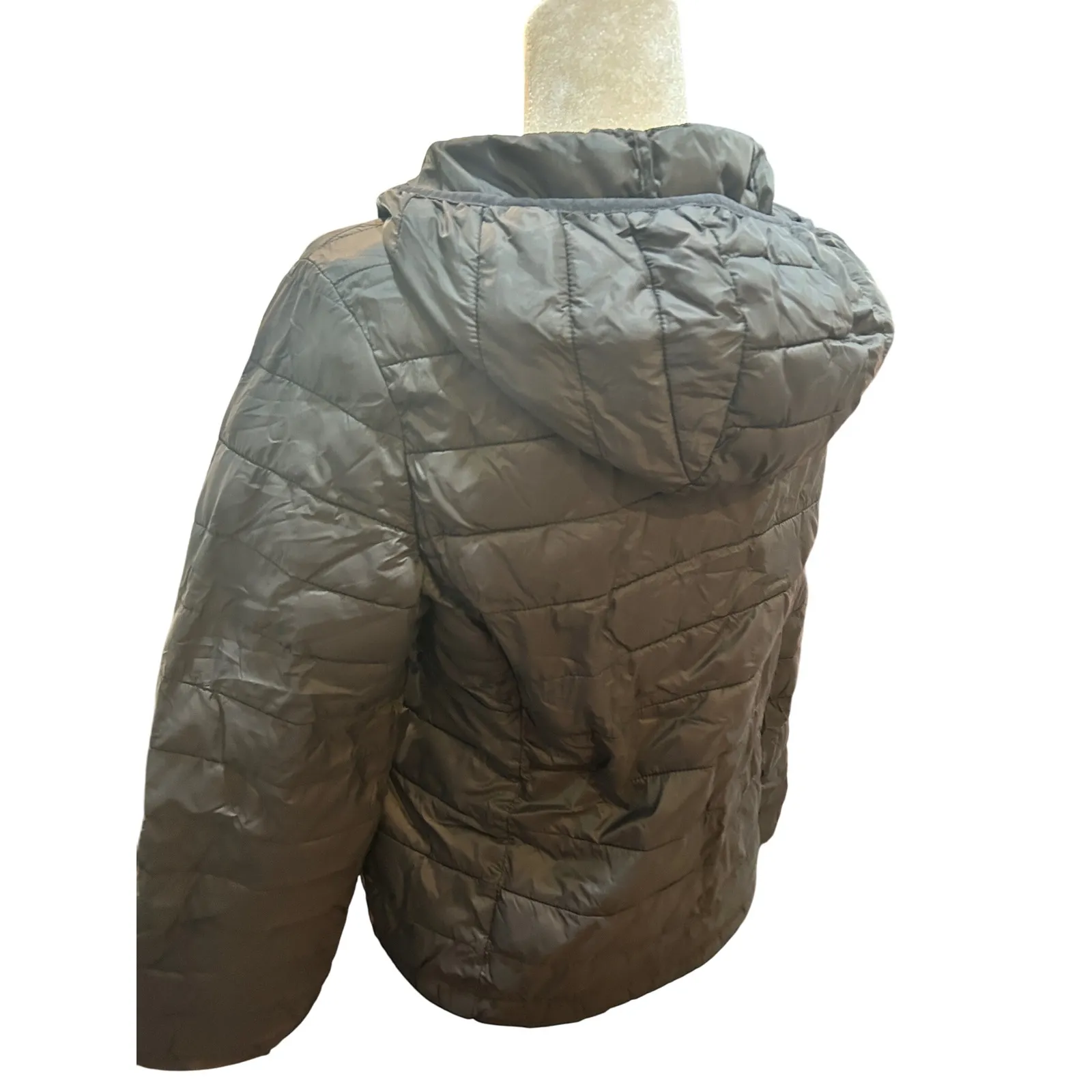 Copper Key  Womens Puffer Jacket Size M Black Lightweight Hooded Zip Up‎ - Image 6