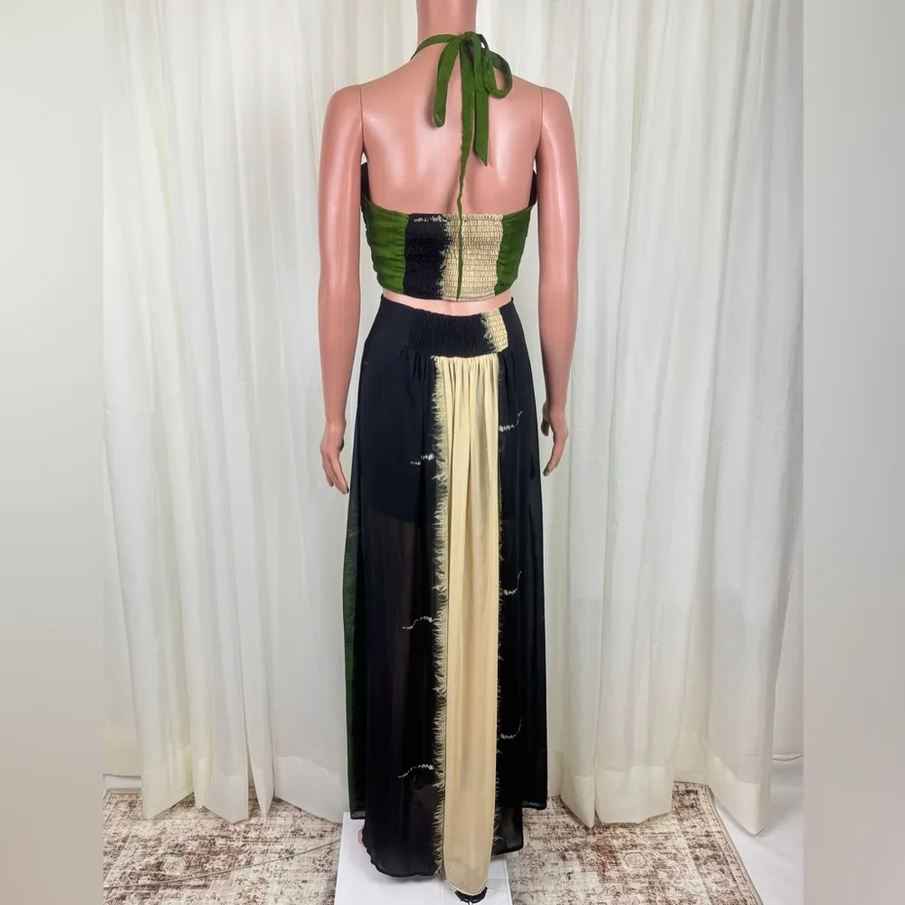 The Sang NWT  Maxi Dress Olive Multi Size Small - Image 4