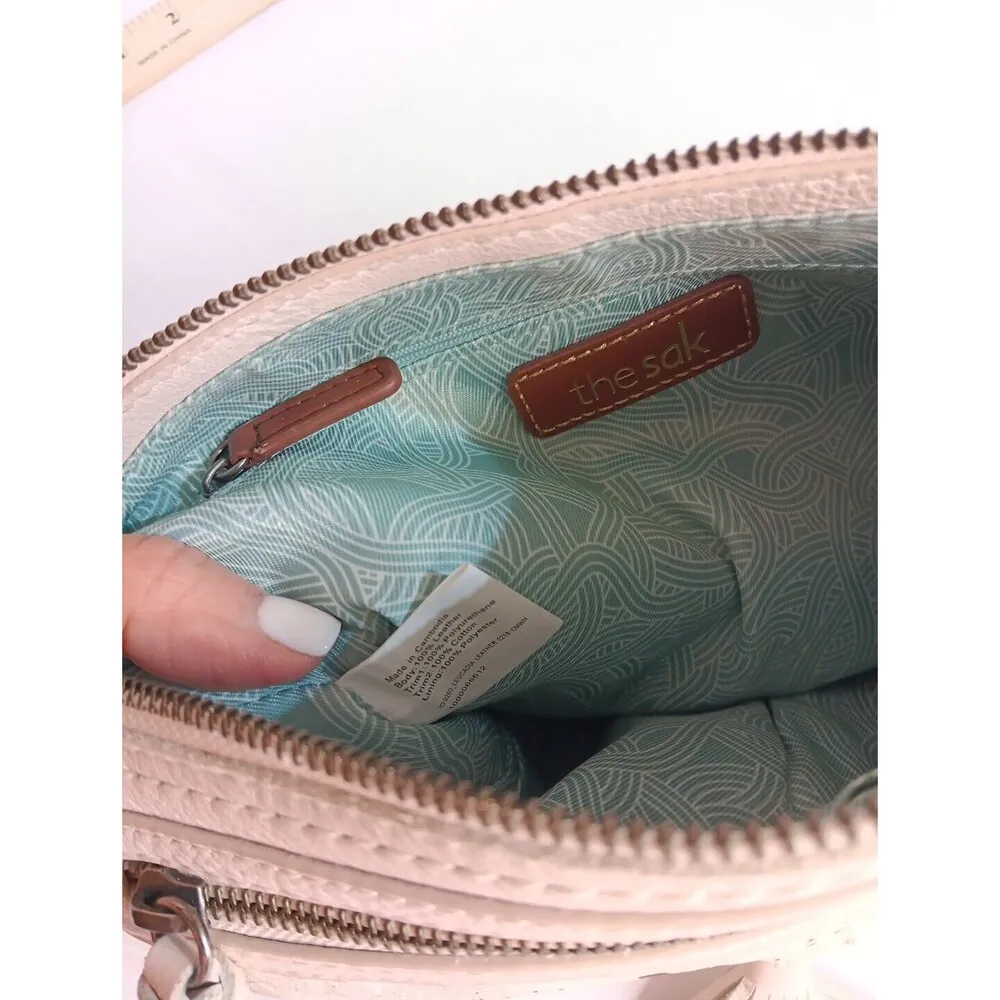 The Sak Boho Preppy White Designed Tasseled Leather Western Crossbody Wristlet - Image 8