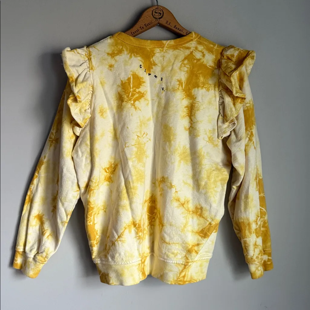 CLARE V. Ruffle Sweatshirt Medium Yellow - Image 3