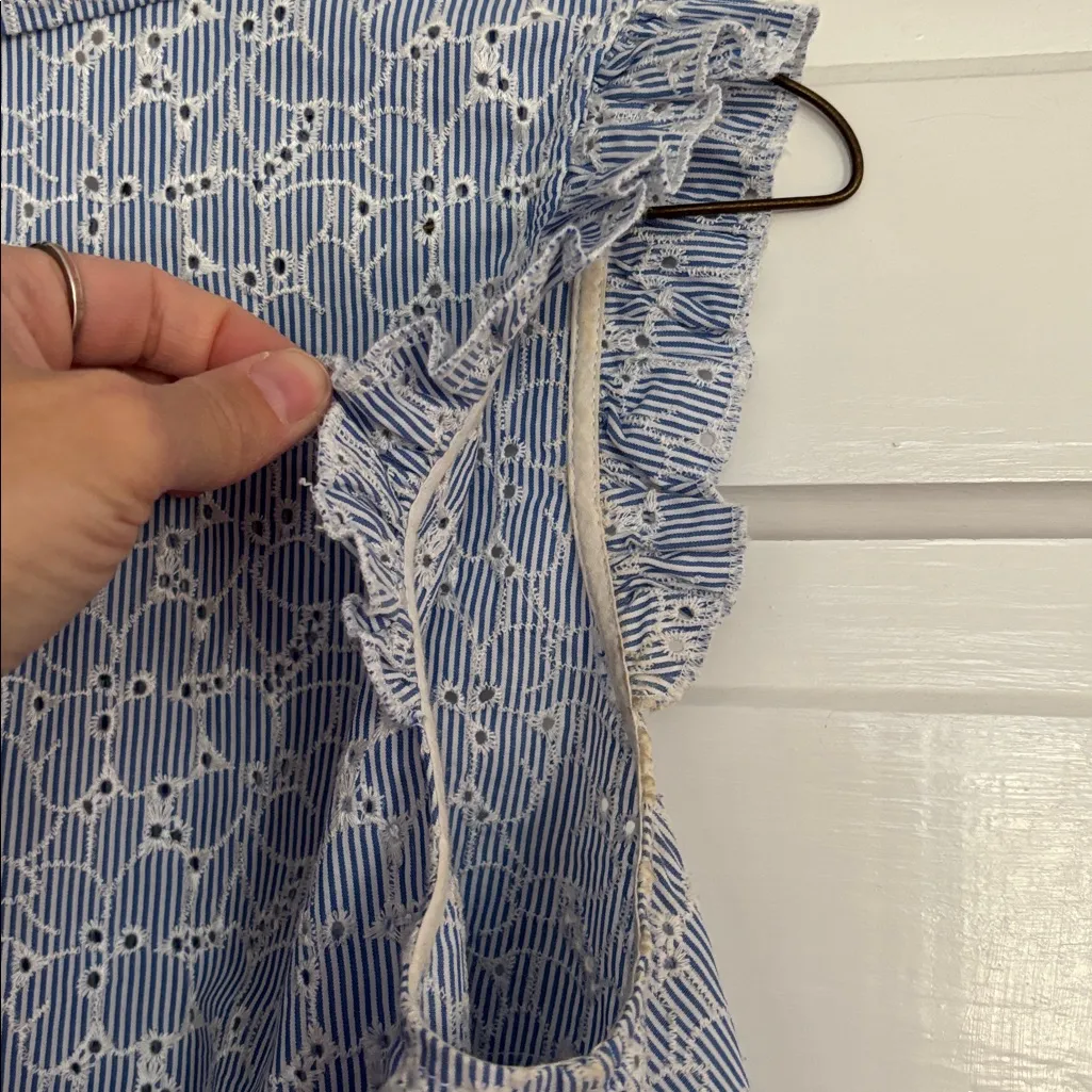 Lilly Pulitzer Blue and White Striped Eyelet Top - Image 5