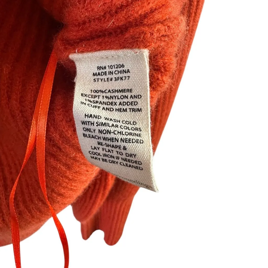 NEW Soft Surroundings Pumpkin Orange 100% Cashmere Chunky Cowl Neck Sweater PL - Image 6