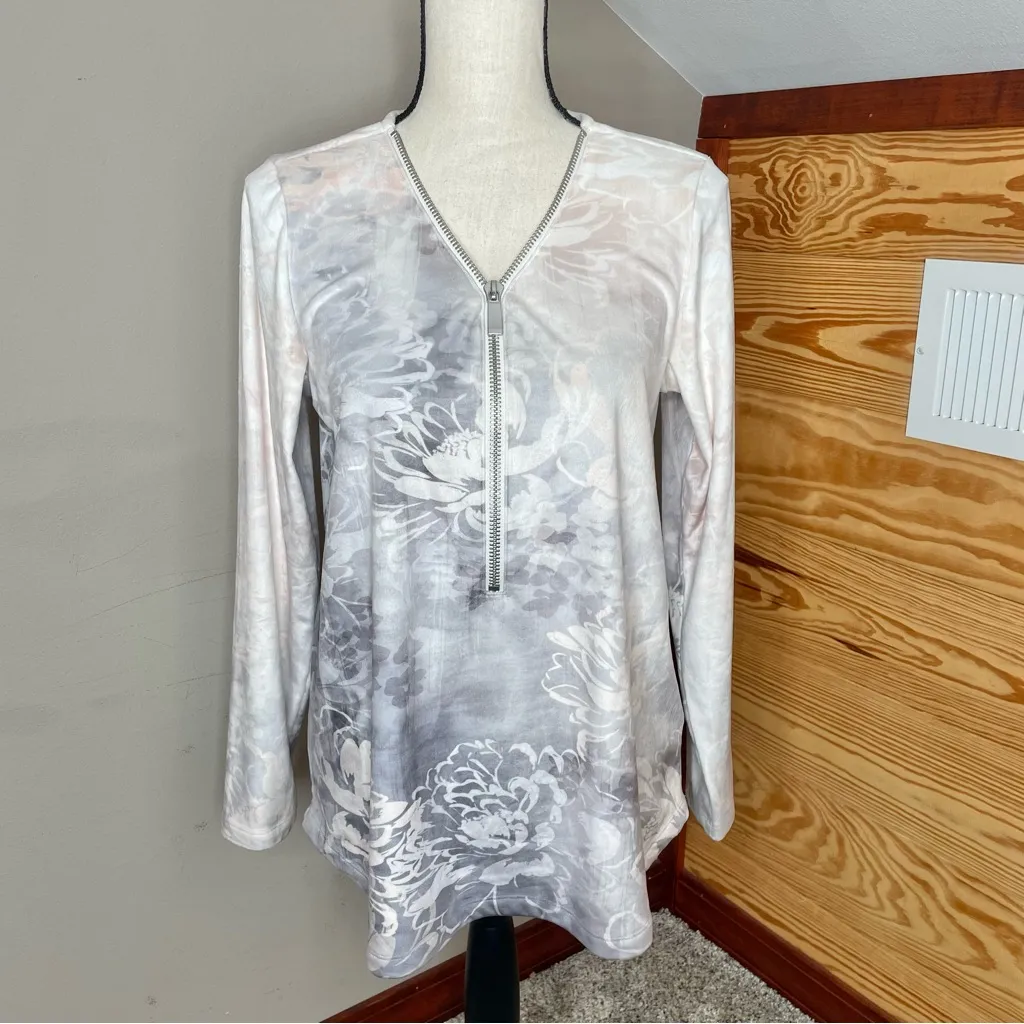 Soft Surroundings Corrina Half Zip Floral Long Sleeve Tunic Top Blouse Small S - Image 2