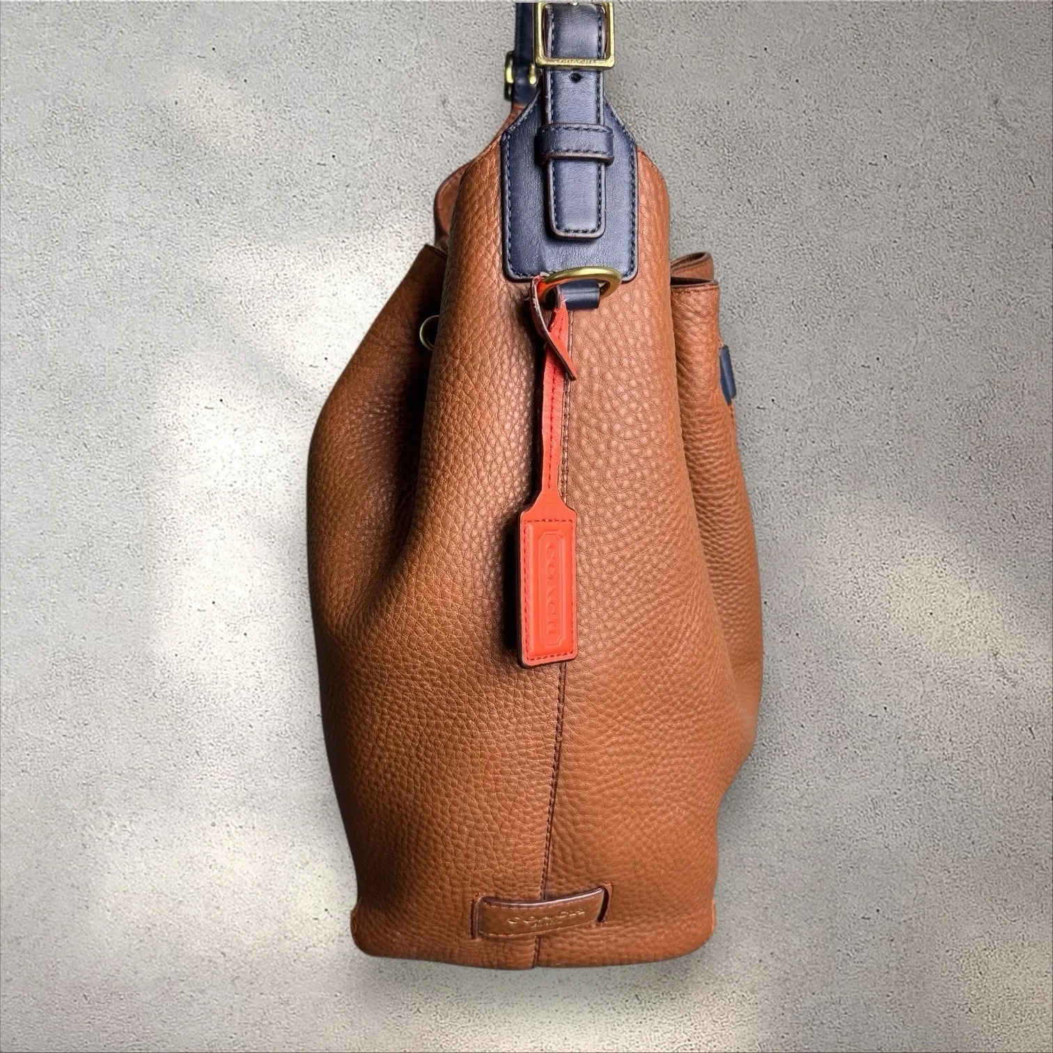 Coach Soft Legacy Brown Pebbled Leather Drawstring Shoulder Bag Tote 25306 - Image 3