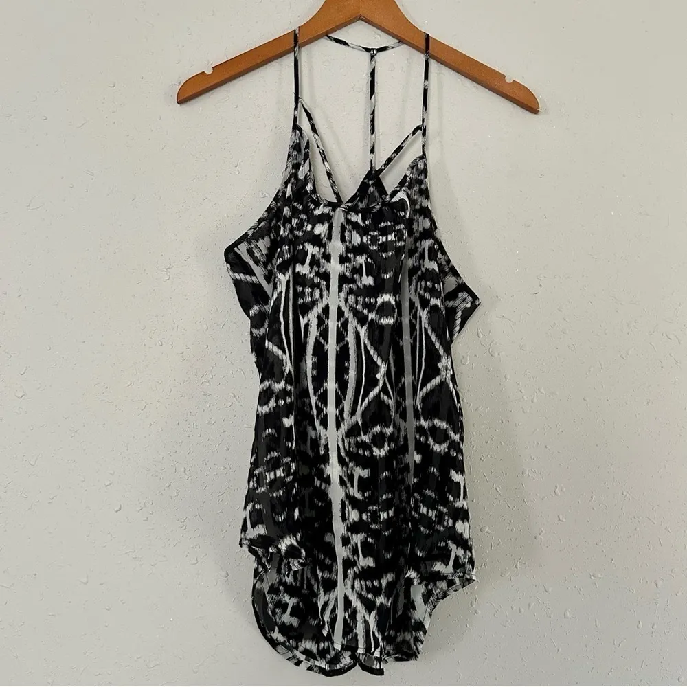 🦋 Express Black White Tank Top Spaghetti Strap Halter Flowy Blouse - Image 2