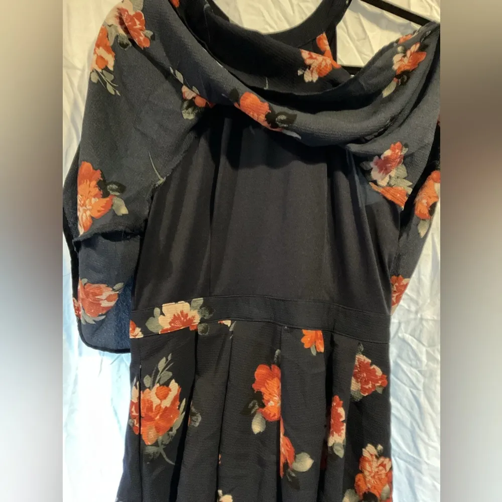 Listicle Vibrant Orange and Blue Halter Romper - Image 5