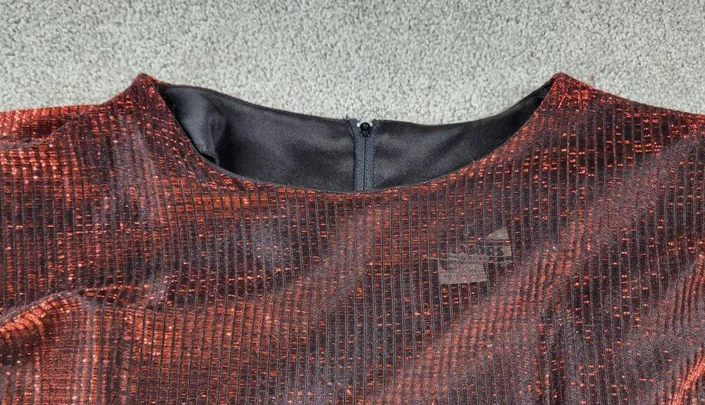 Vintage T Juniors Womens Dress 9 Red Black Metallic Peplum Cocktail Party Club Size undefined - Image 10