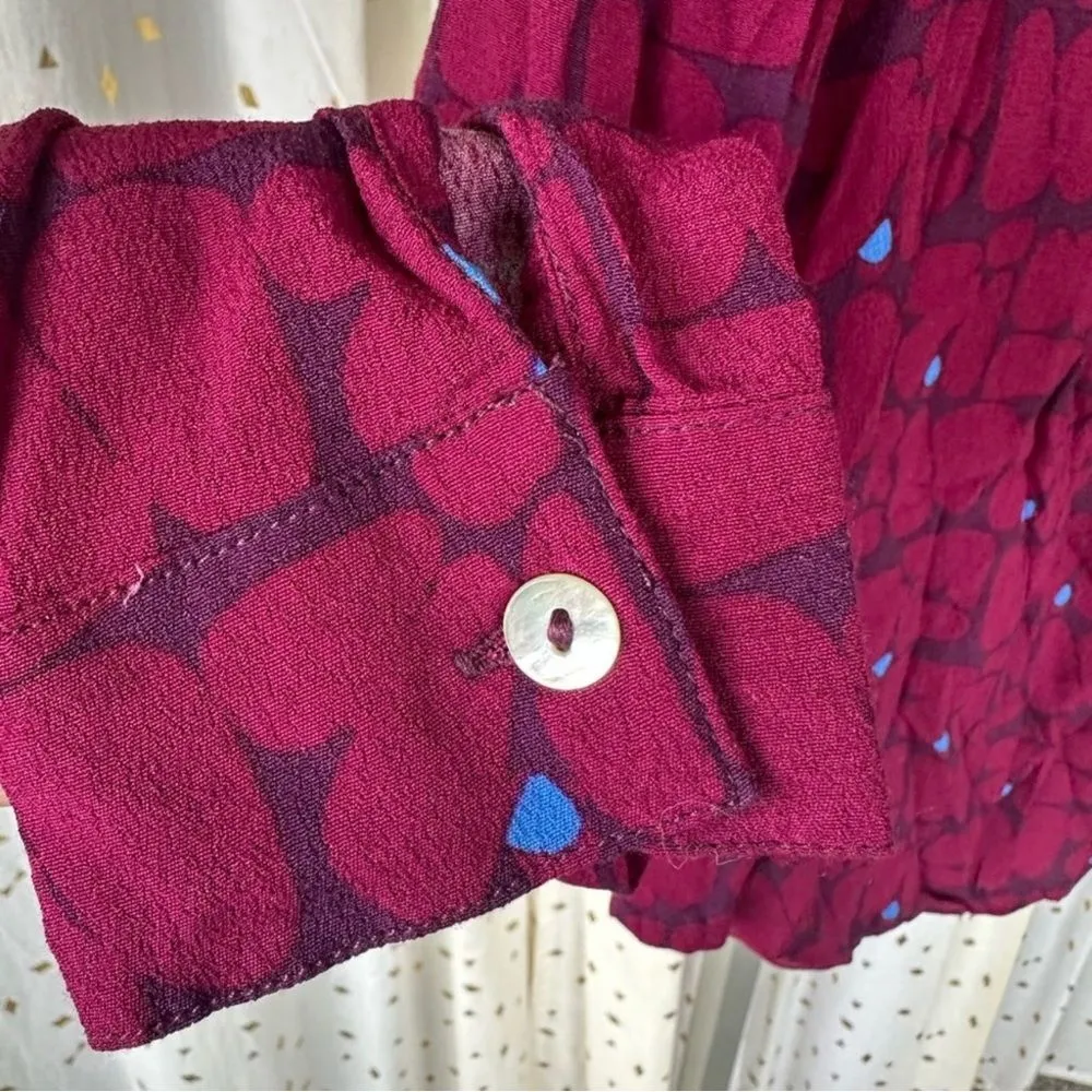 Ava Sky Fight Eel Women's Long Sleeve Button Down Blouse Chest Pocket XS Purple - Image 5