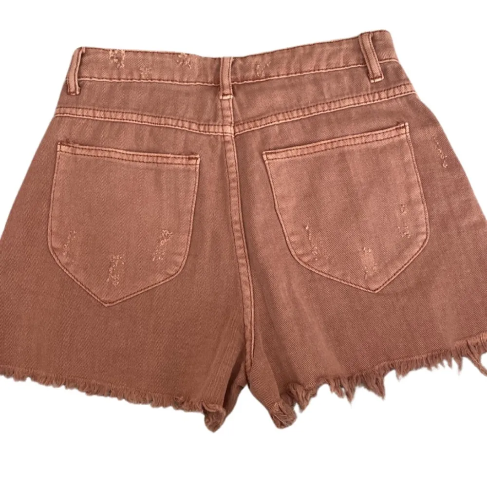 New Mustard Seed Rust Distressed Ripped Denim Jean Small Short - Image 3