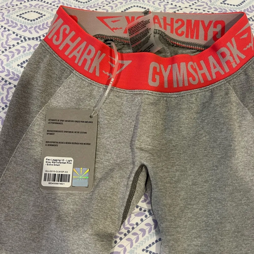 NWT Gymshark flex leggings light grey marl sherbet pink - Image 6