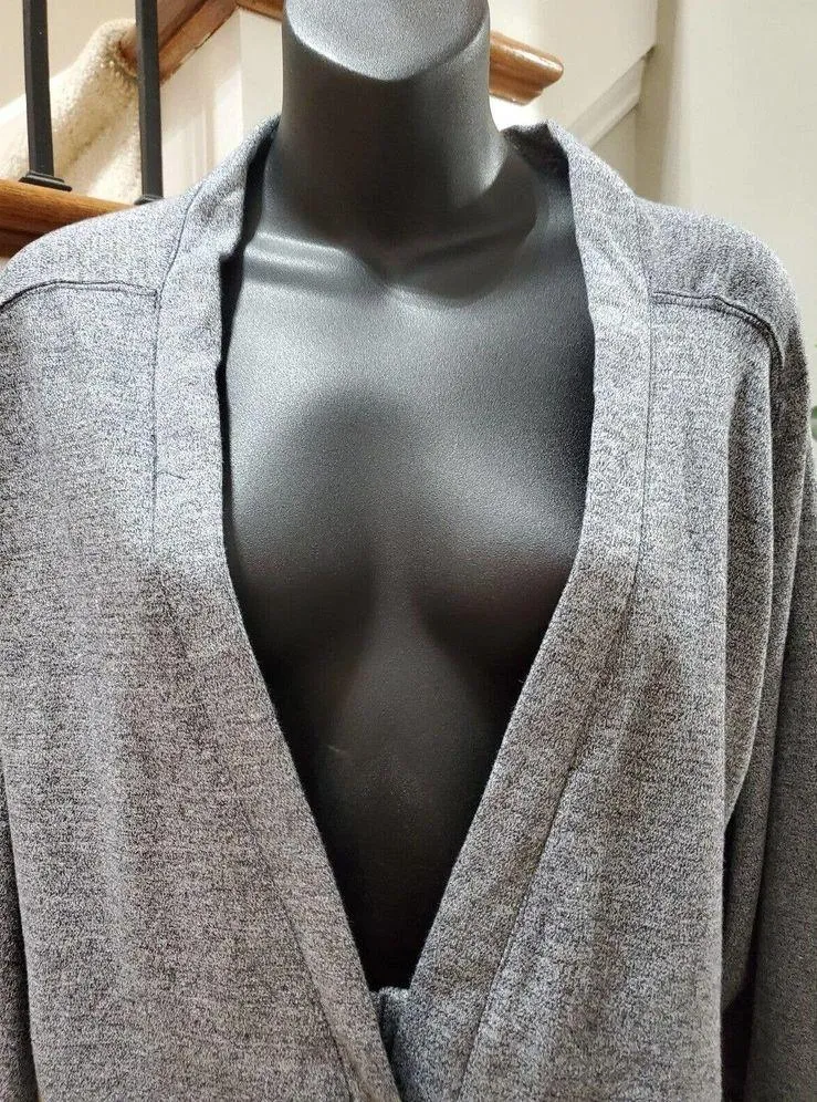 Royal Silk Womens Gray Single Breasted Top & Drawstring Trousers 2 Pcs Set Large - Image 2