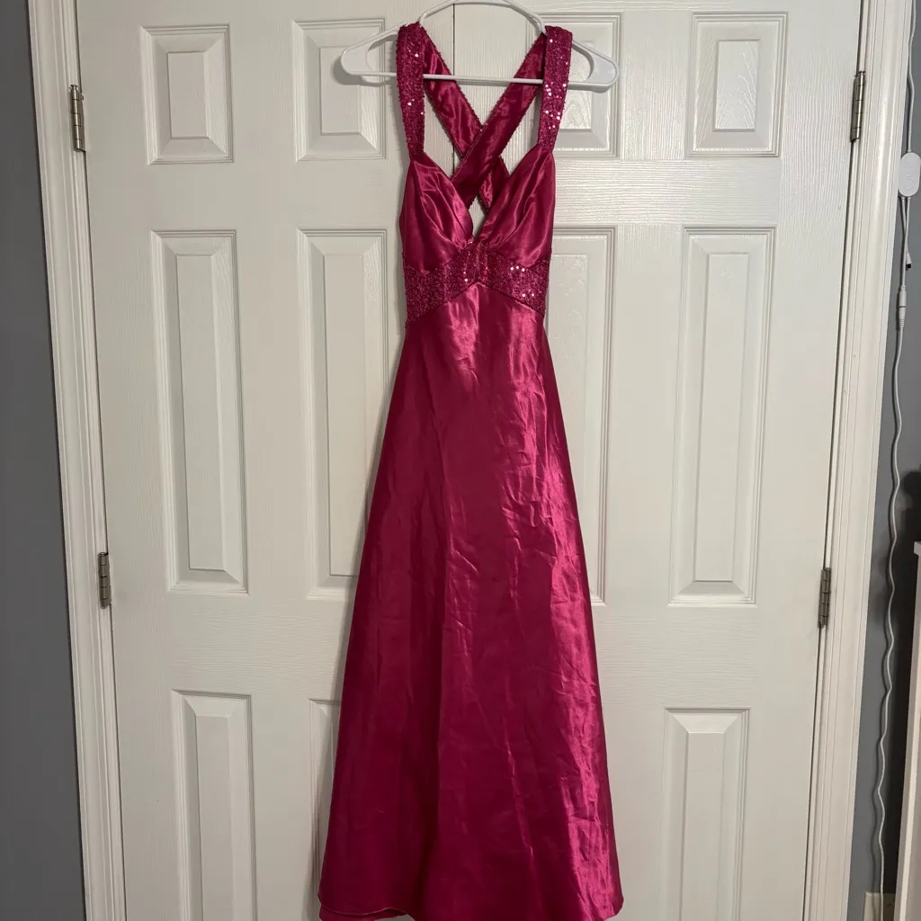 Vintage Y2K Gunne Sax Pink Maxi Sparkly Dress - Image 4