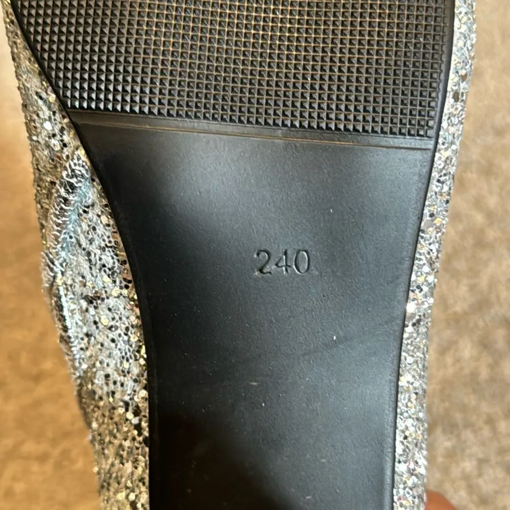 Women’s Silver Glitter Covered Sparkly Chunky Heeled Boots Size 7.5 NEW Silver - Image 9