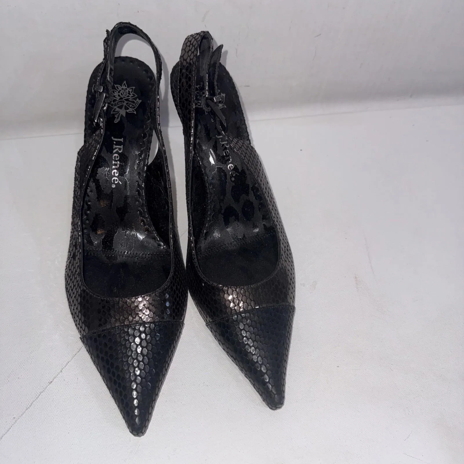 J. RENEE Casual Dress Black Point Heels Slingback Classy Timeless Shoes Size 8.5 - Image 4