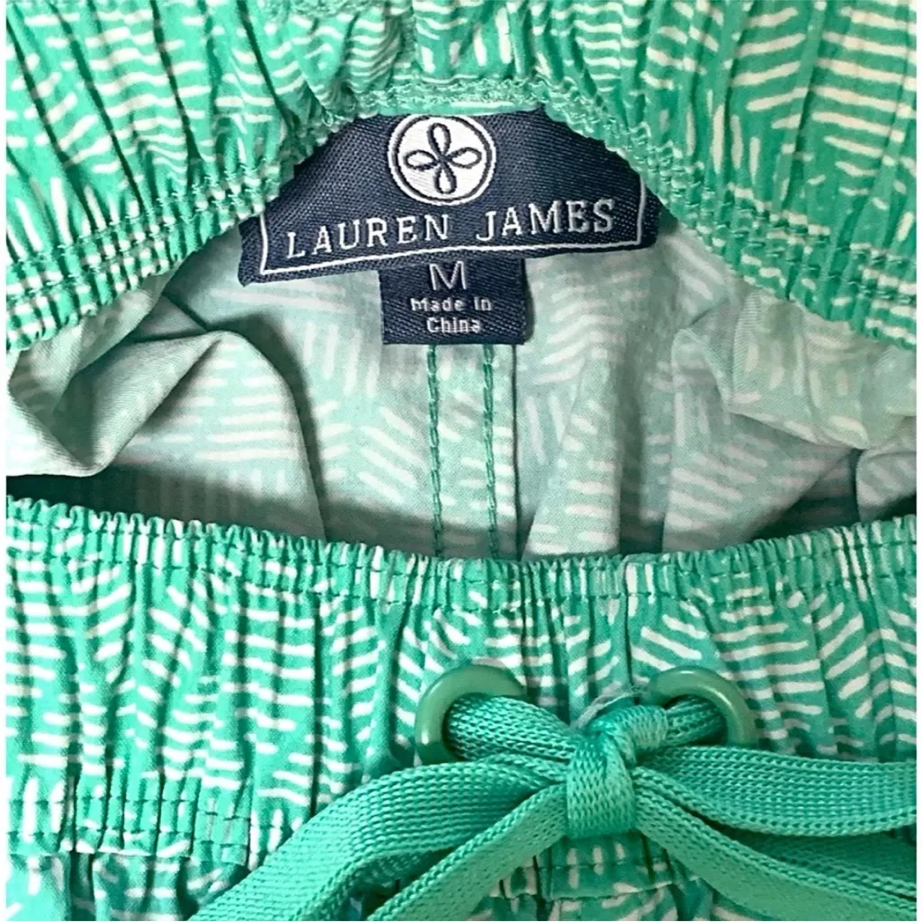 Lauren James Mint Green Printed Drawstring Shorts 3.5” with Pockets Size Medium - Image 4