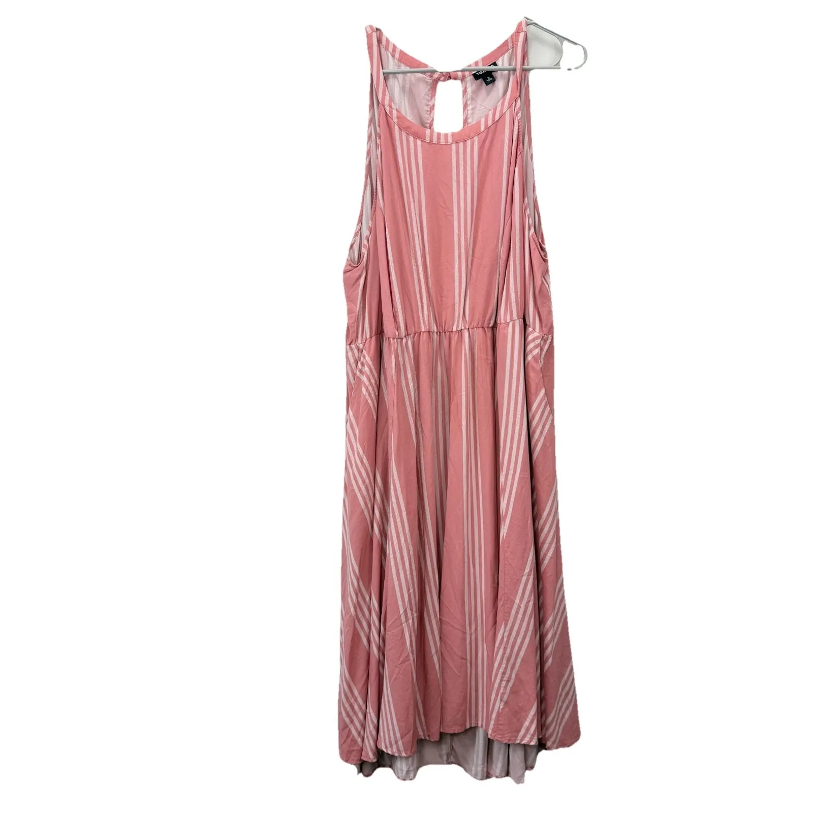 Torrid Peach Striped‎ A Line Sleeveless Challis Dress Size 3X Pockets - Image 5