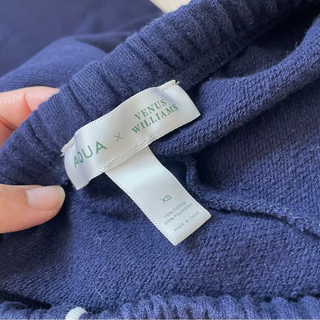 Aqua Venus Williams Sweatpants contrast trim womens Navy Blue (xsmall) preppy - Image 2