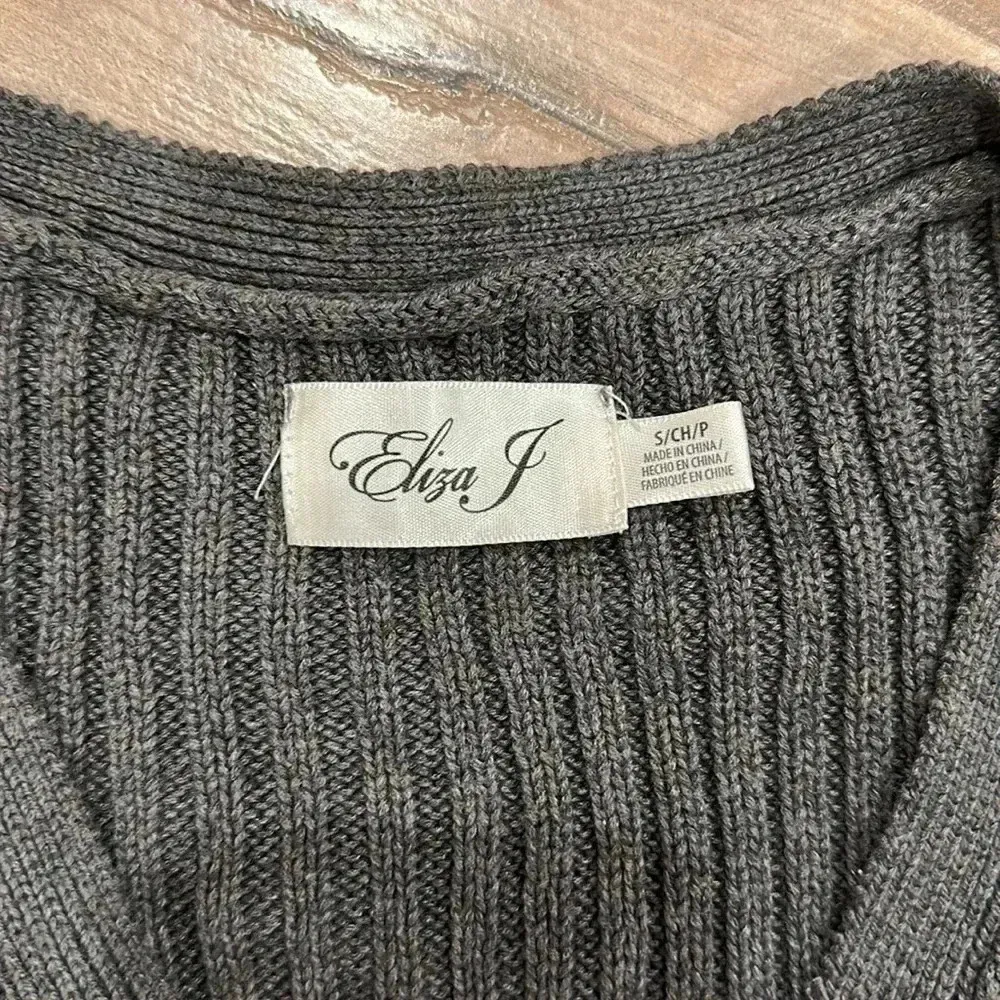 Eliza J Fit and Flare Cable Knit Ribbed Sweater Dress Gray Sz S - Image 8