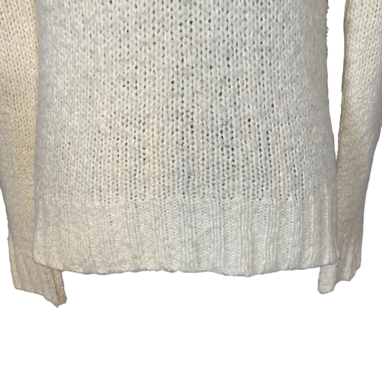 Energie Women’s Cream V-Neck Knit Pullover Sweater Size Medium - Image 5
