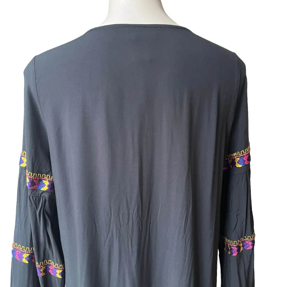 Wrangler Retro Embroidered Western Rodeo Cowgirl Long Sleeve Dress, Sz L - Image 10