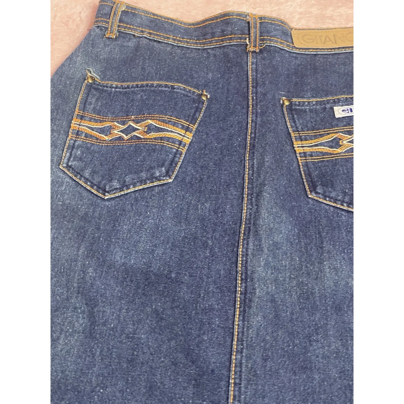 VTG 1984 Gitano Denim Skirt Size 13/14 Blue Jean High Waist Raw Hem 80s Bin11 - Image 10