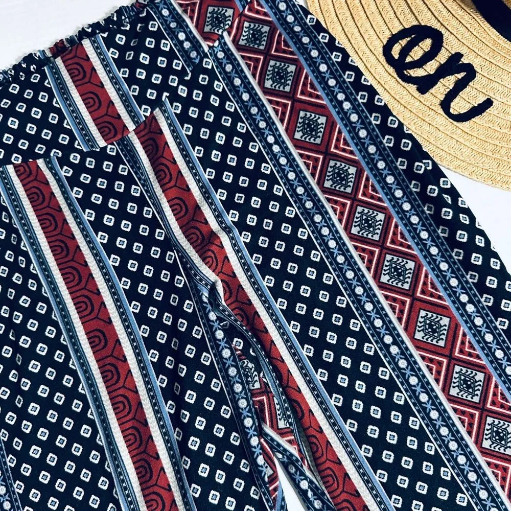 About a Girl Bohemian Printed Flare Wide Leg Soft Pants - Image 5