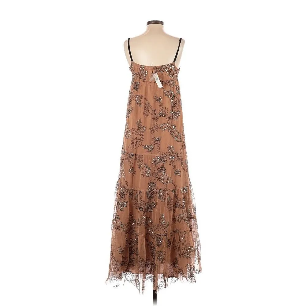 NWT by Anthropologie Petite Sequined Tulle Maeve Maxi in Neutral Tank Dress MP - Image 7
