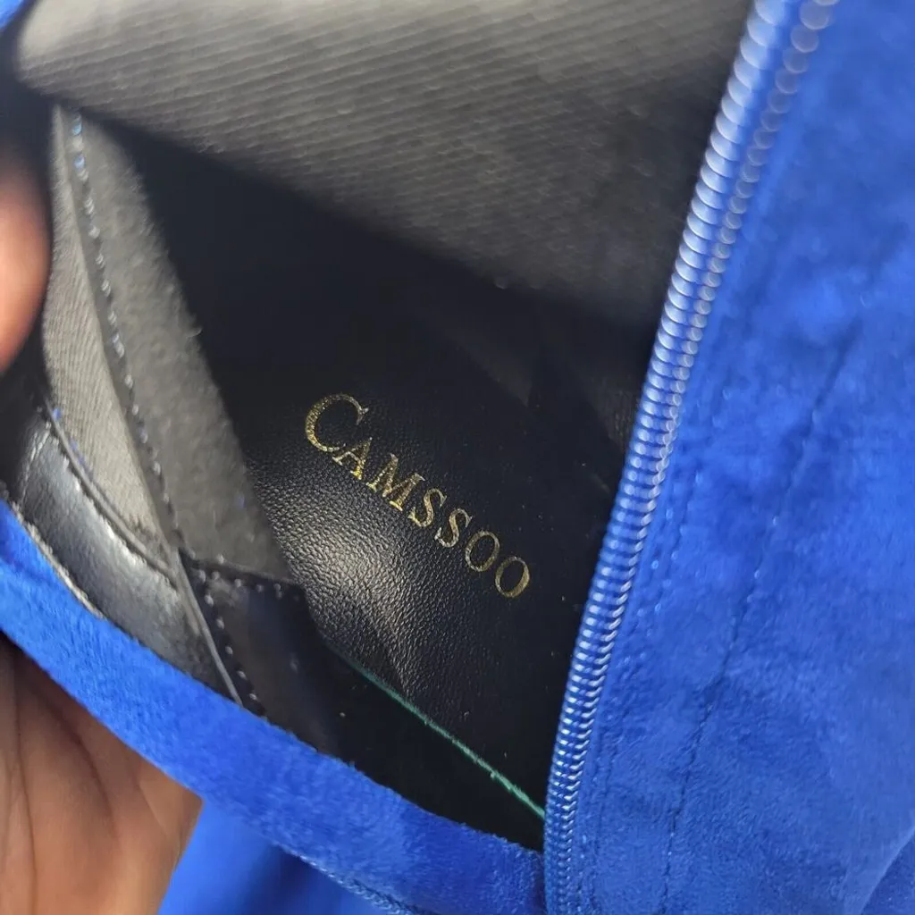 Camssoo Thigh High Faux Suede Stretchy Zip Pointed Toes Stiletto Heel Boot Sz 40 Blue - Image 8