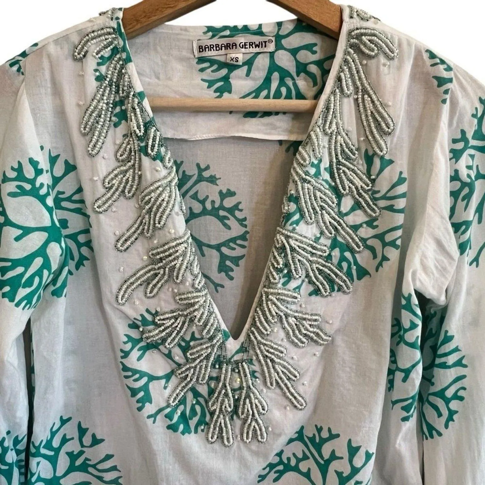 Barbara Gerwit Womens Beaded Swim Coverup Size XS Resort Beach Vacation Coastal White - Image 2