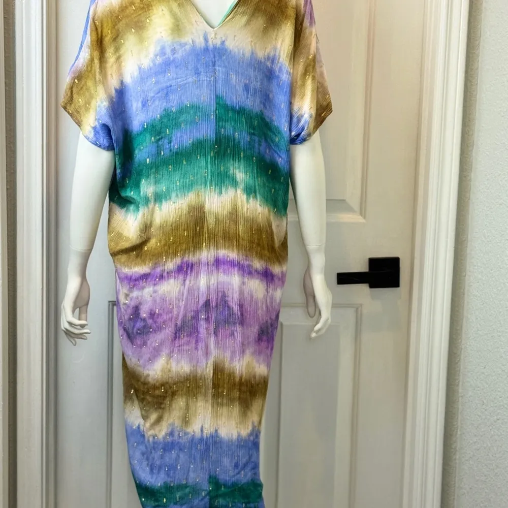 ZARA WOMAN MULTICOLORED TIE DYE ROMANTIC BOOHOO TUNIC DRESS VISCOSE SIZE XS F17 - Image 3