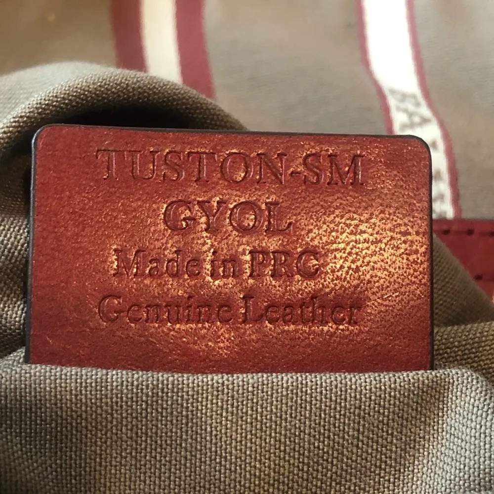 BALLY Red Leather Top Zip Crossbody Shoulder Bag w/ Red White Striped Strap EUC - Image 9